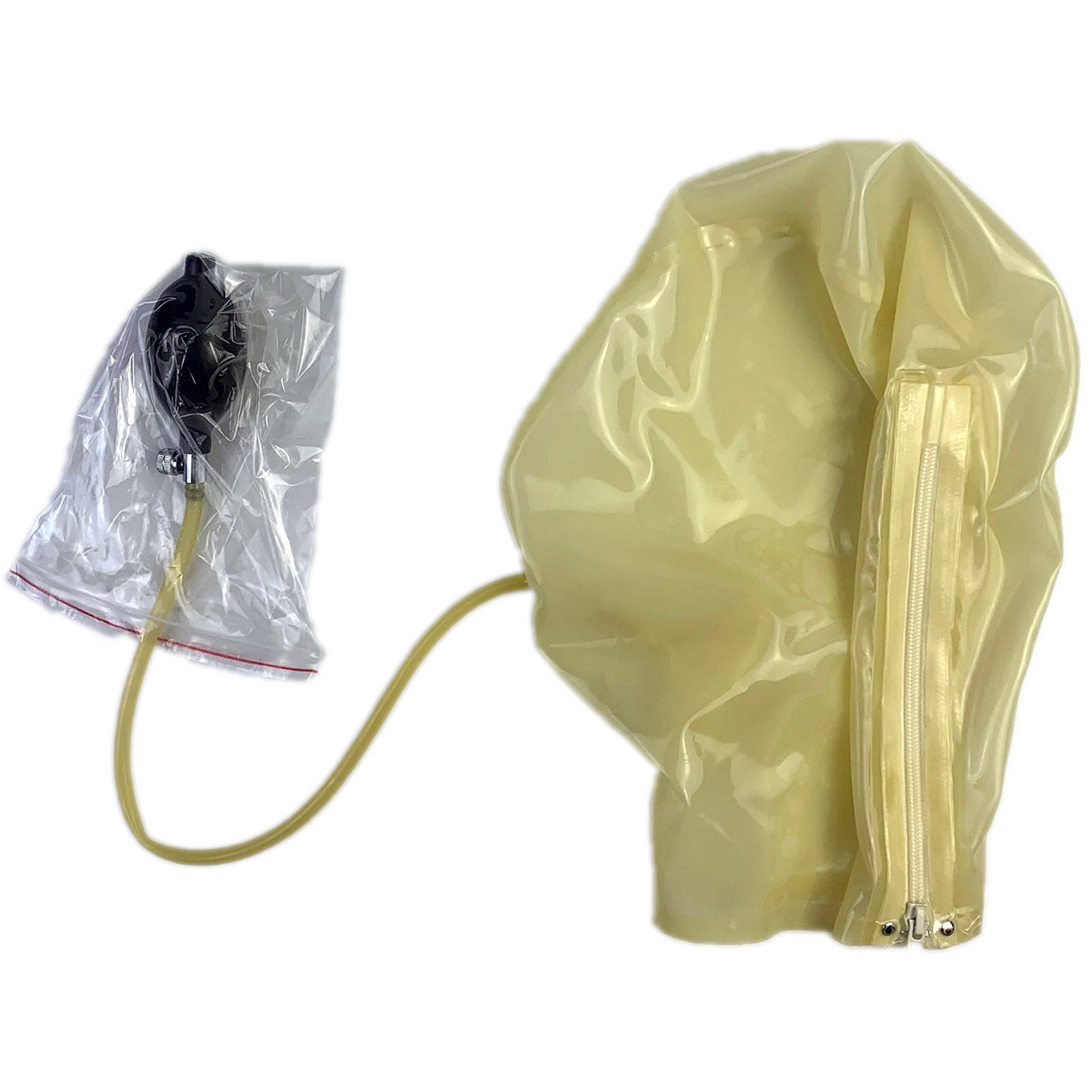 MONNIK Transparent Latex Mask Rubber Seamless Breath Control Hood With  Mouth Air Plug and Zipper Handmade – Monnik Latex