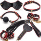 BLACKWOLF PU Leather Bondage Set BDSM Sex Kits Fetish Handcuffs Collar Whip Gag Erotic Products Sex Toys For Couples Adult Game