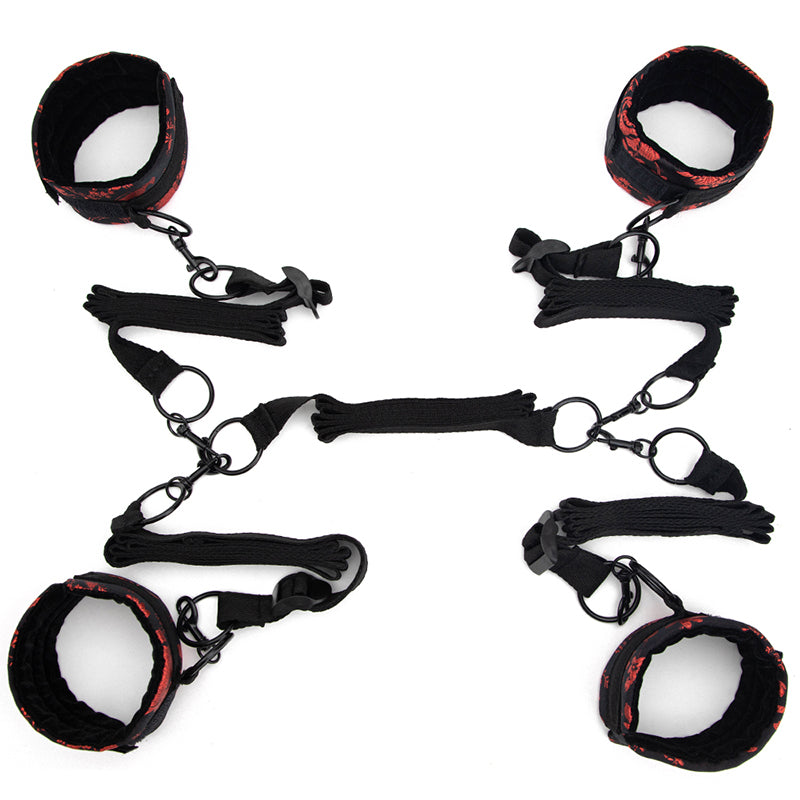 BLACKWOLF Under Bed Restraint Set Handcuffs Ankle Cuffs BDSM Bondage Straps Adult Games Sex Products Erotic Toys For Couples