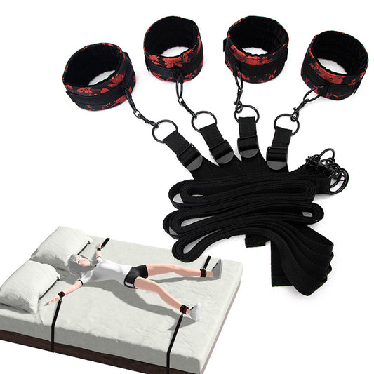 BLACKWOLF Under Bed Restraint Set Handcuffs Ankle Cuffs BDSM Bondage Straps Adult Games Sex Products Erotic Toys For Couples