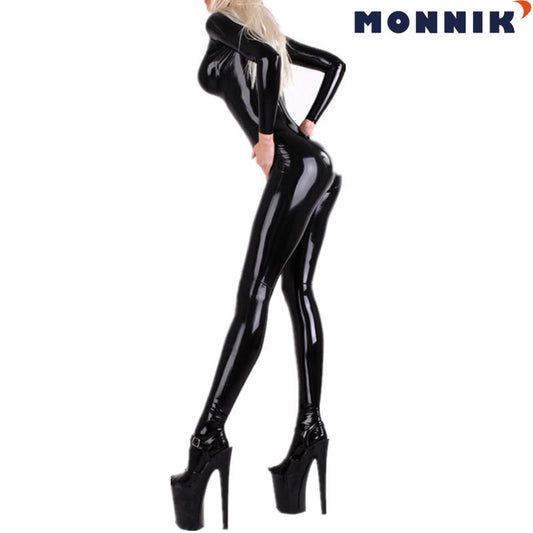 MONNIK latex Women Latex Catsuits with Socks 0.4mm Unique Rubber Bodysuits Customize Size