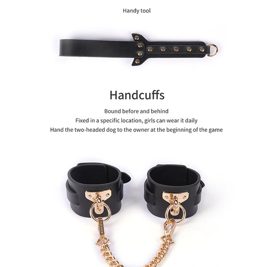 Slave Bed Bondage Kits Genuine leather BDSM Set Restraint Handcuffs Collar Gag Tail Plug Sex Toys For Women Couples Adult Games