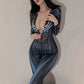 Women Exotic Lingerie  Long Sleeve Open Crotch Double Zipper Bodysuit  Sexy Catsuit Costumes Clubwear 7711