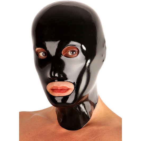 MONNIK Latex Mask Hood Black Open Eyes&mouth for Cosplay Halloween Party Wear Bodysuit