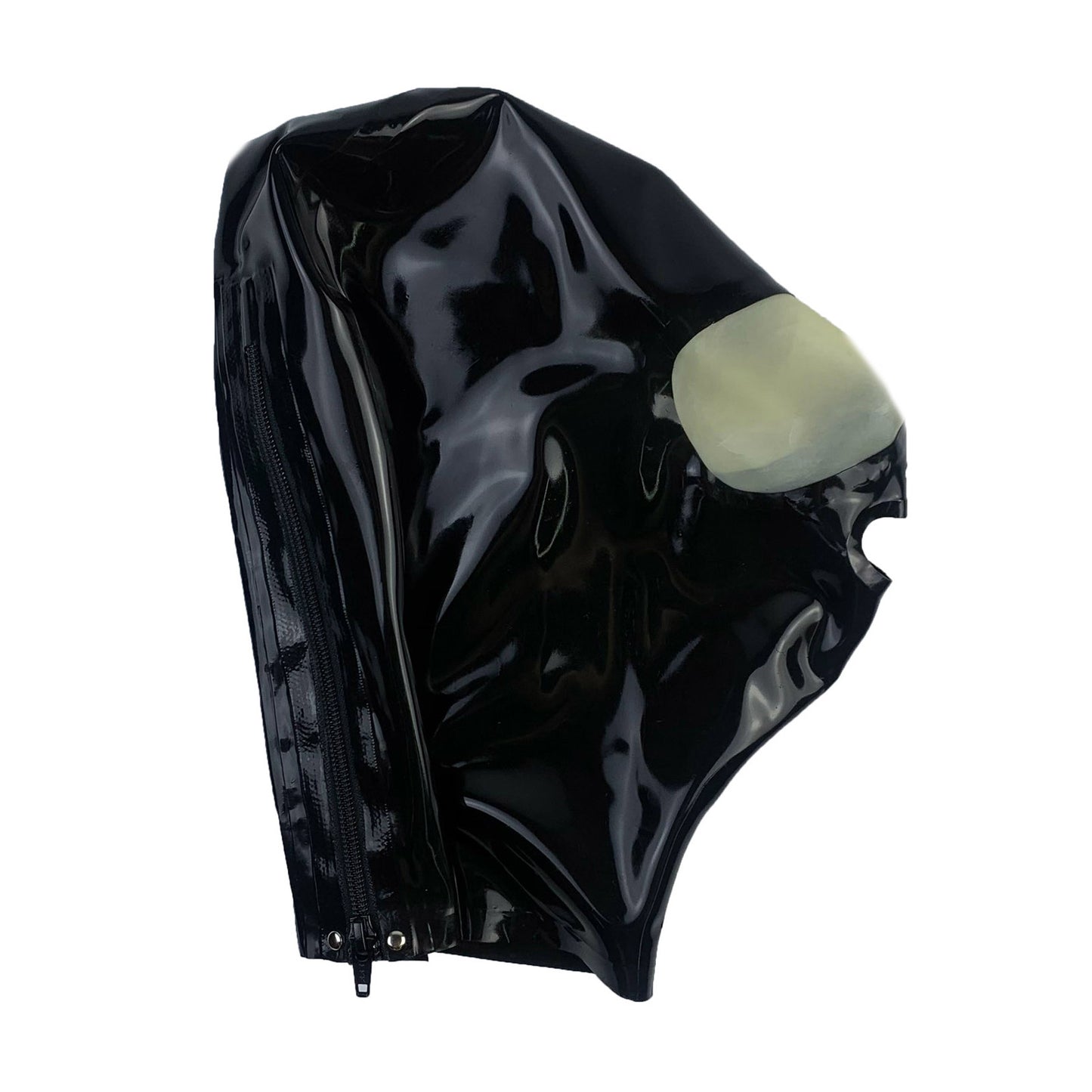MONNIK Latex Hood Fetish Mask Full Head Eyes Transparent Color Open Mouth Unisex Mask for Party Cosplay Club Wear