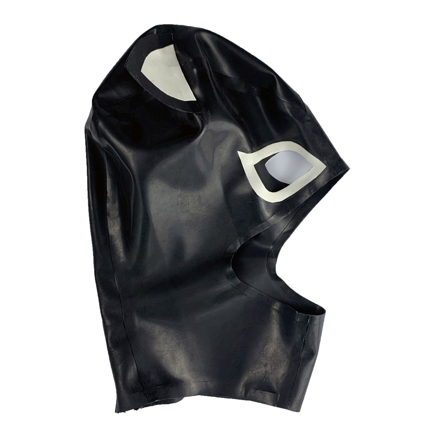 MONNIK Black Latex Hood Rubber Mask with Cat Small Ear for Wear Latex Party Bodysuit Cosplay