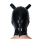 MONNIK Full Cover Latex Hood Rubber Two Ponytails Tubes Mask with Rear Zipper Handmade for Catsuit Cosplay