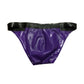 MONNIK Latex Men Briefs Purple and Black Trim Rubber Shorts Panties Underwear Panties Tight Male Underpants