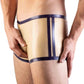 MONNIK Rubber Men's Sport Shorts with Contrast Colour Twin Side Stripes and Edge Trim, 0.5mm Latex for Bodysuit