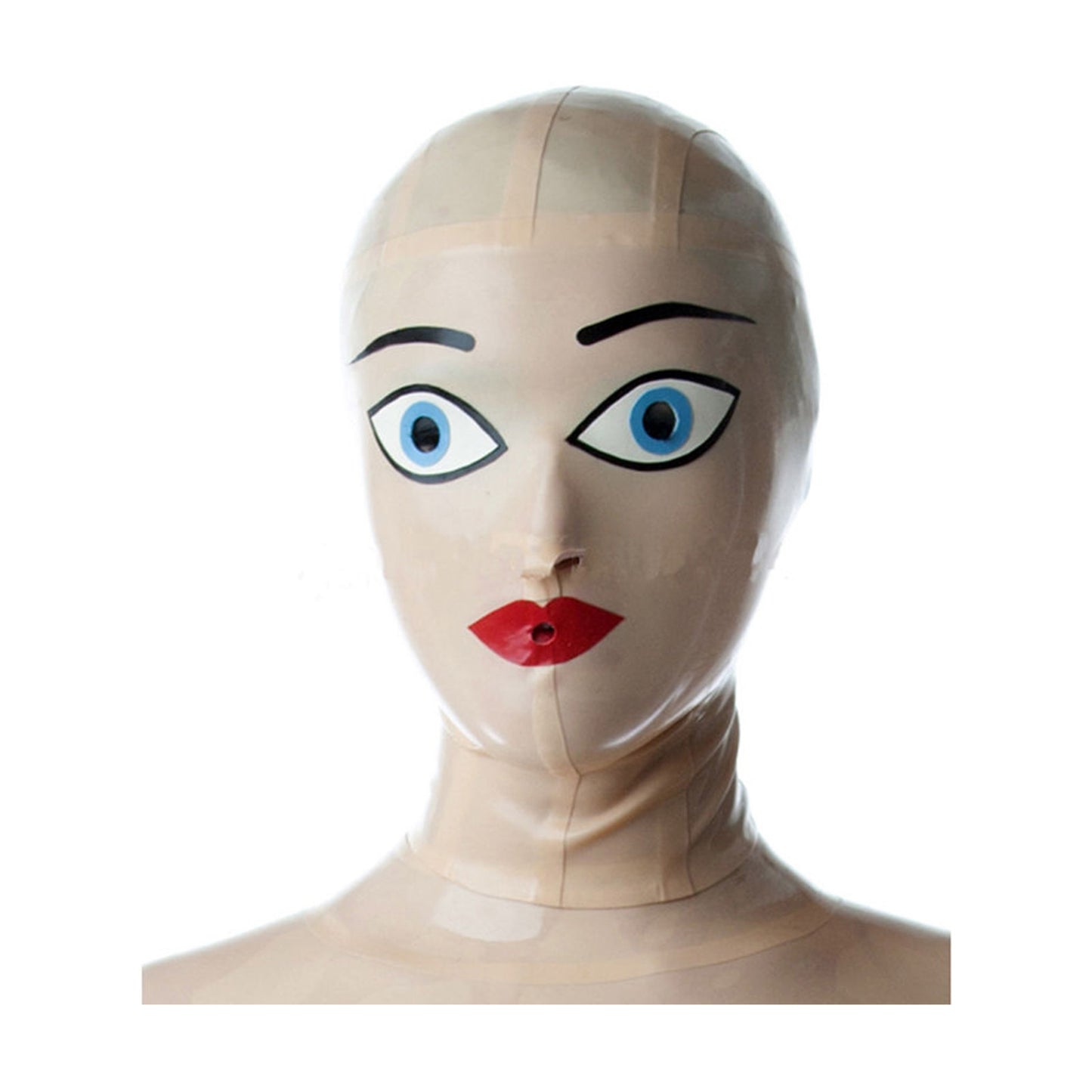 MONNIK Sexy White Latex Mask Rubber Hood Gummi 0.4mm with Rear Zipper Handmade for Party Wear Catsuit