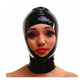 MONNIK Black Latex Mask Rubber Unisex Hood with Rear Zipper Open Face Handmade for Catsuit Clubwear Cosplay