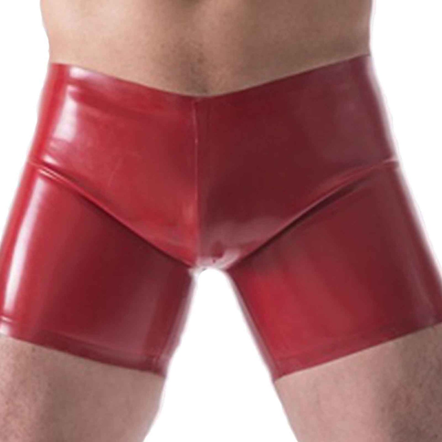 MONNIK Latex Boxer Shorts Briefs Rubber Panties Underwear Tight Underpants Red with Handmade for Bodysuit Cosplay Party