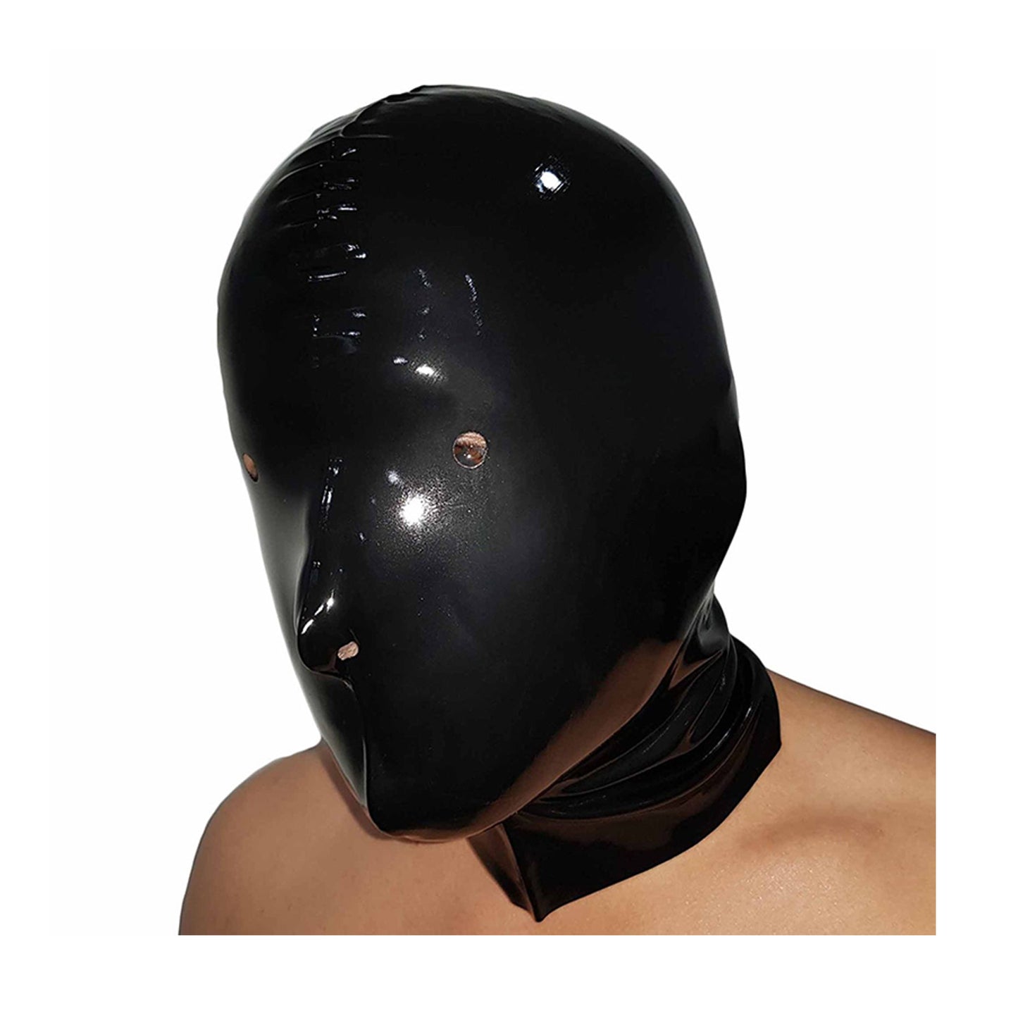 MONNIK Latex Hood Black Eyes Open Rubber Mask full bondage for Bodysuit Clubwear Cosplay Party