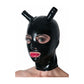 MONNIK Full Cover Latex Hood Rubber Two Ponytails Tubes Mask with Rear Zipper Handmade for Catsuit Cosplay