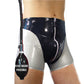 MONNIK Latex Boxer Shorts Black&silver Underwear Front Zipper with Air Bag Panties Sexy Briefs Tight Underpants for Bodysuit
