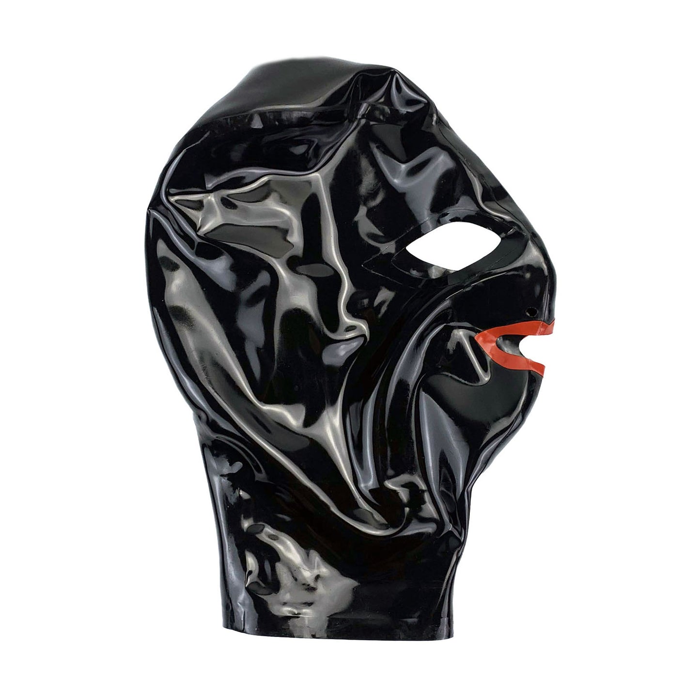 MONNIK Latex Hood Rubber Handmade Mask with Open Eyes and Mouth Red Edge for Party Clubwear Catsuit Cosplay