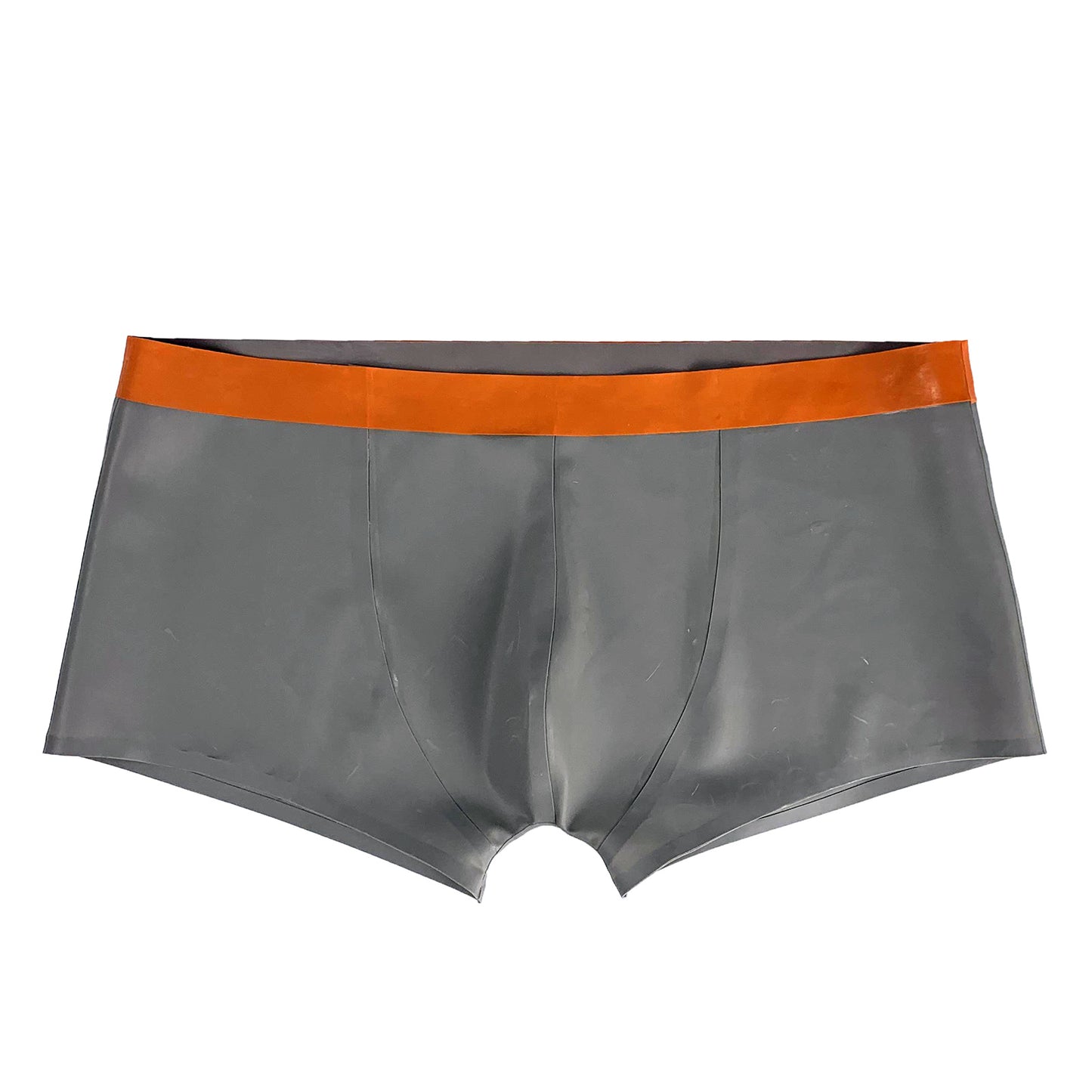 MONNIK Sexy Men Silver and Trim Orange Color Latex Male Boxer Shorts Fashion panties Tight Underwear Briefs Handmade