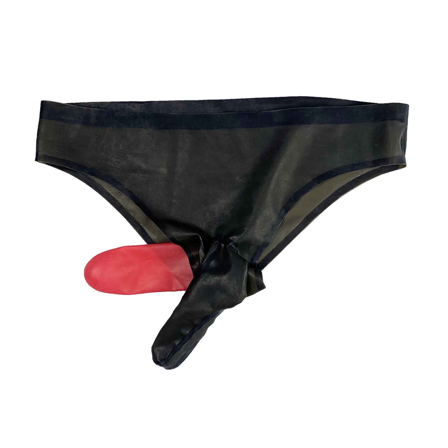 MONNIK Latex Briefs Rubber Underwear Black Shorts Personality High Stretch with Two Condom for Bodysuit Fetish Party