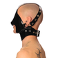 Latex Mask with Eye Coverage Hood and Rear Rivet Handmade for Club Wear Cosplay Warrior Mask