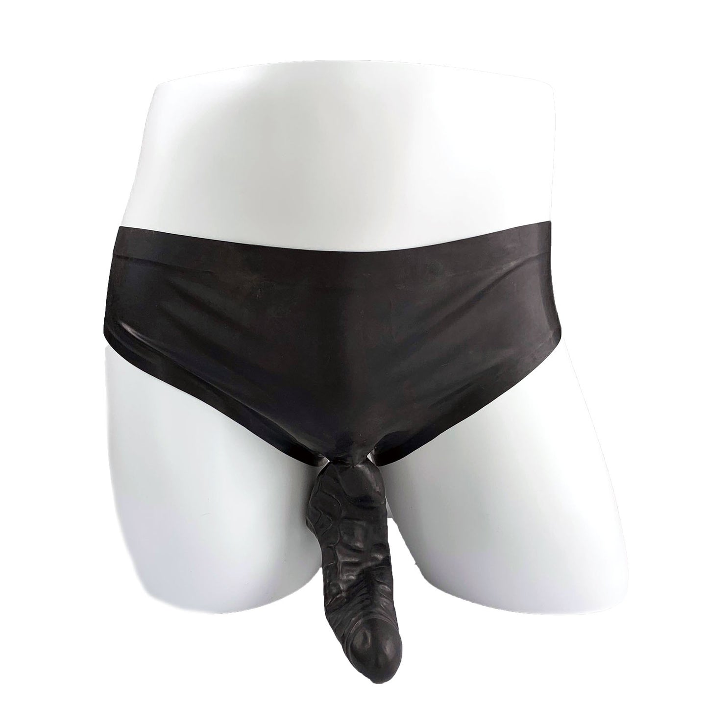 MONNIK Latex Briefs Rubber Sexy Shorts Black Panties with Two Sheath(Condom) Tight for Bodysuit Party Club Underwear