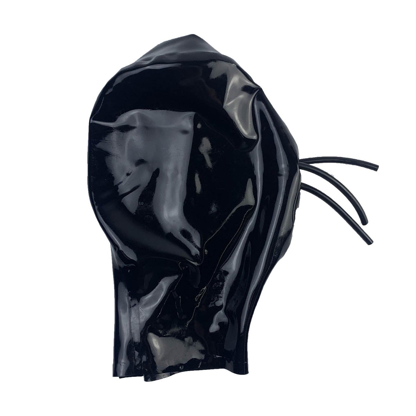MONNIK Latex Tight Hood with Fixed Hollow Mouth&Nose Tubes Rubber Fetish Mask Clubwear with Rear Zipper Handmade