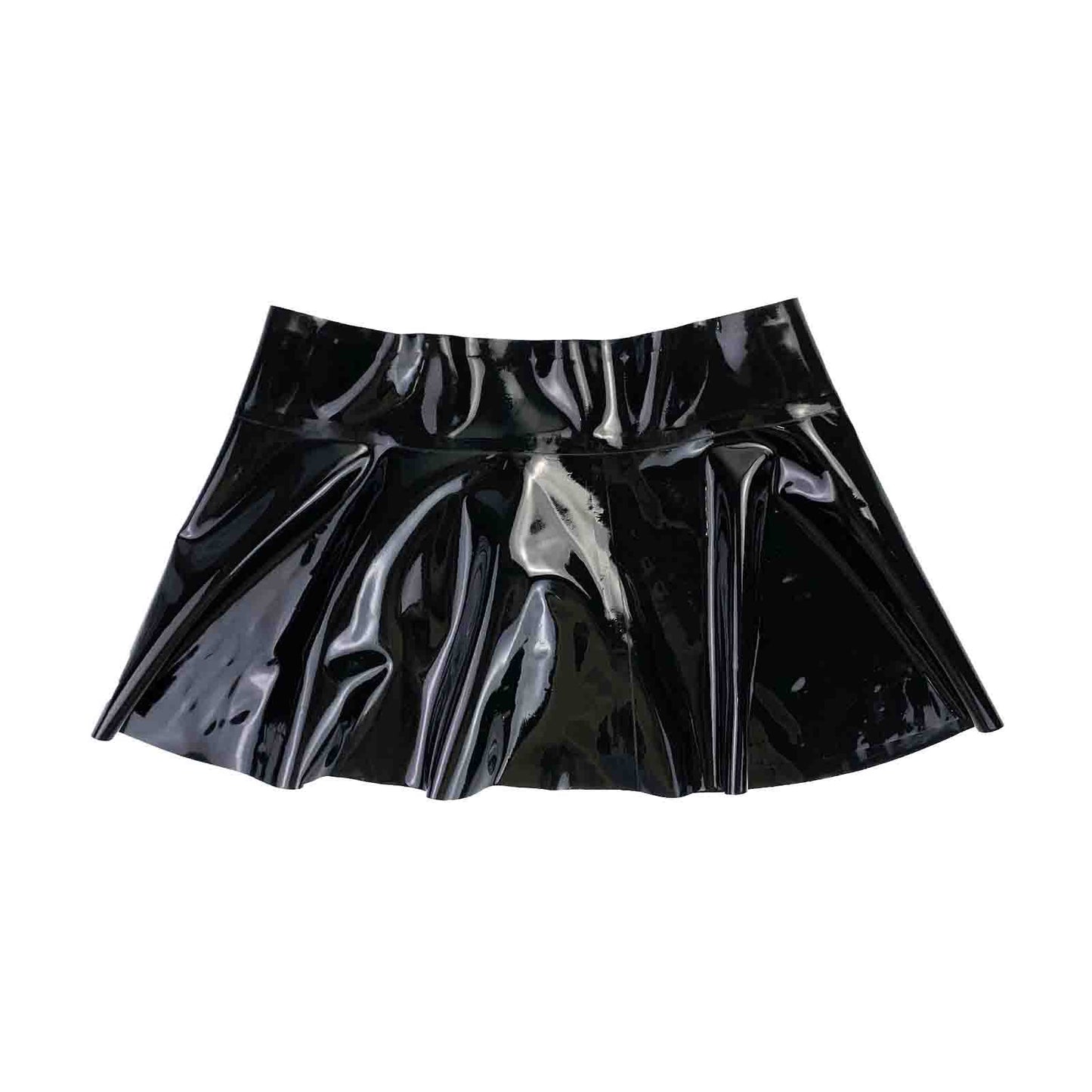 MONNIK Black Latex Fashion Skirt Ultra Short Skirt Sexy Women's Rubber Pleated Skirt for fetish Catsuit party club wear