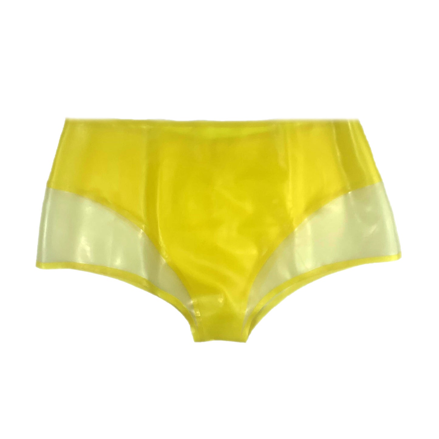 MONNIK Latex Boxer shorts Rubber Panties Bulge Pouch Boxer Briefs Underwear Yellow&translucent Underwear for Bodysuit Party